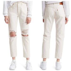 Levi’s 501 Jeans Women’s W25 L26 White Distressed 100% Cotton Button Fly Classic